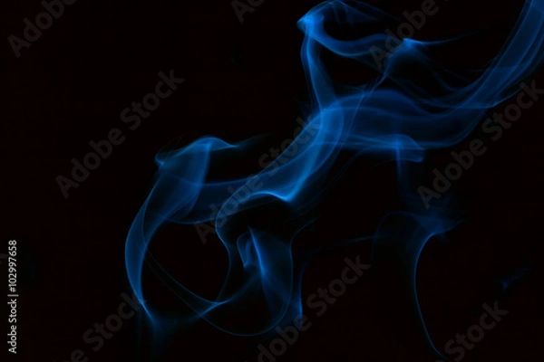 Obraz Blue smoke on black background