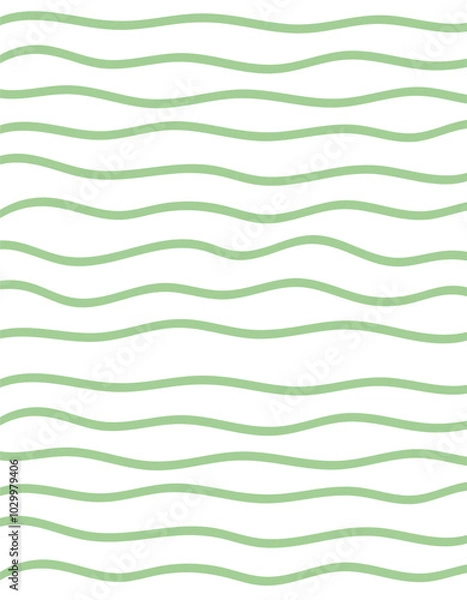 Fototapeta Wavy stripes print background. uneven hand drawn waves vector pattern. Striped abstract template. Cute squiggle streaks texture. green bars on white backdrop.