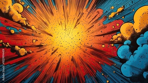 Fototapeta Background filled with vibrant comic book explosions.