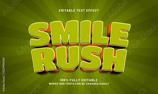 Fototapeta smile rush editable text effects with a game and play theme