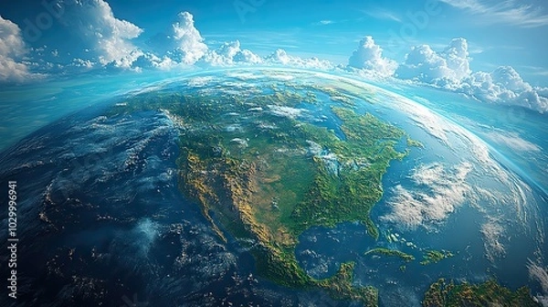 Fototapeta Detailed landforms of planet Earth are displayed.