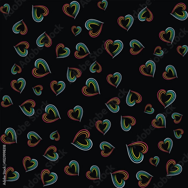 Obraz Doodle Rainbow Colors Line Heart Pattern