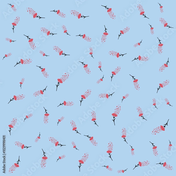 Obraz Red Flower and Love Heart Pattern
