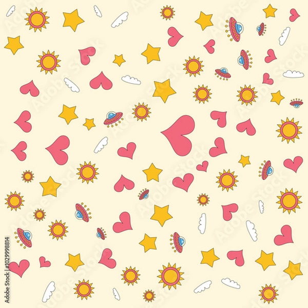 Fototapeta Kids Cartoon Doodle Pattern