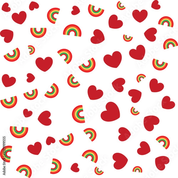Obraz Rainbow and heart peaceful pattern