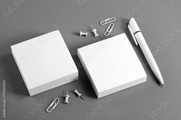 Fototapeta Set of white corporate identity template on gray background.
