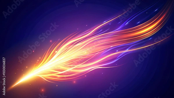 Fototapeta  Glitter Fire Light Flare Abstract Background. Abstract design featuring glittering light flares with fire-like traces on a dark background.