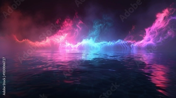 Obraz Abstract Neon Lights Reflecting on Water