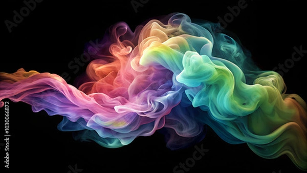 Fototapeta Abstract Multicolored Smoke Swirls on Dark Background. 