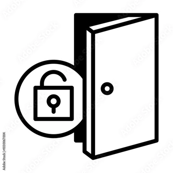 Fototapeta Icon showing that the backdoor is unlocked.