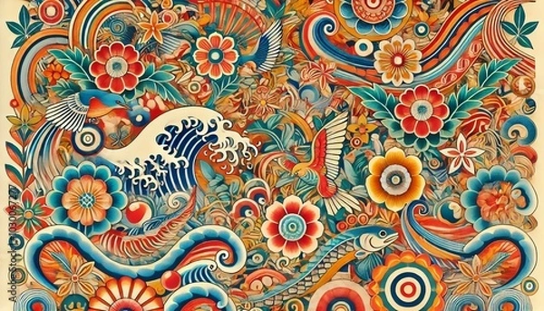 Fototapeta Ryukyu Bingata Vibrant Textile Art