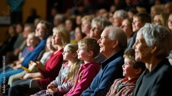 Fototapeta Family Enjoying School Play Performance Together