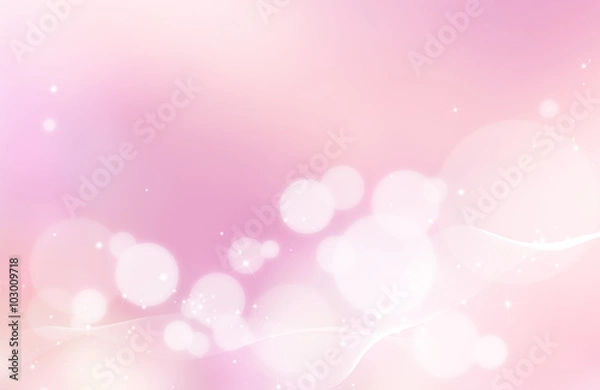 Obraz Pastel soft pink abstract background with white bubbles and glowing glitter effect