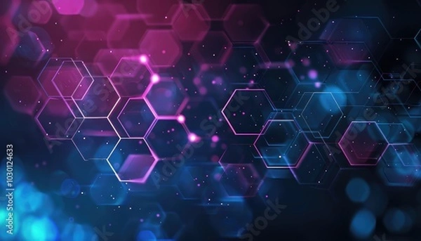 Obraz Abstract Digital Hexagon Pattern with Glowing Lights