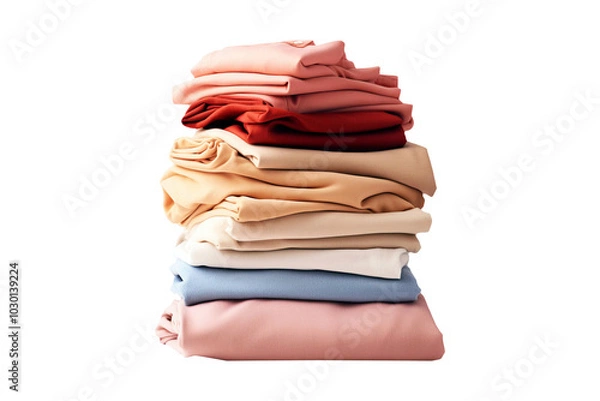 Fototapeta Stack of clean clothes isolated on transparent background. Generative ai.