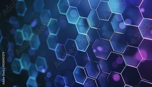 Fototapeta Abstract Hexagon Pattern with Blue and Purple Hues