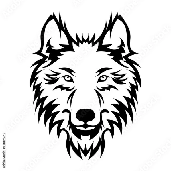 Obraz Beautiful wolf tattoo.Vector wolf's head as a design element on isolated background
