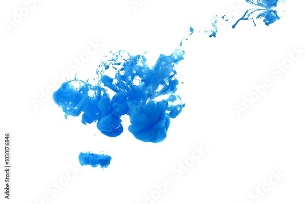 Fototapeta Blue color dye melt on white background,Abstract smoke pattern,Colored liquid dye,Splash paint