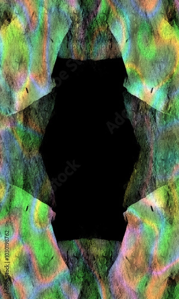 Fototapeta Bright neon light vertical frame on black background, place for text, halloween,banner, rainbow border.