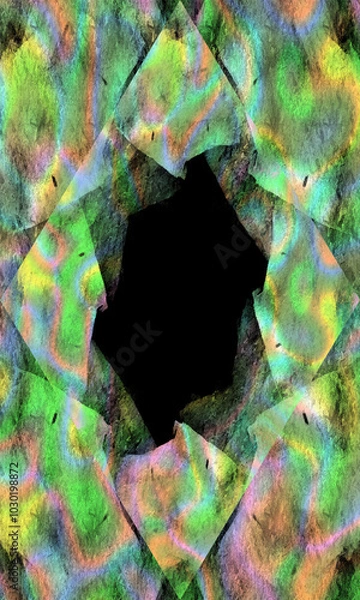Fototapeta Bright neon vertical frame on black background, place for text, halloween,banner,stamp