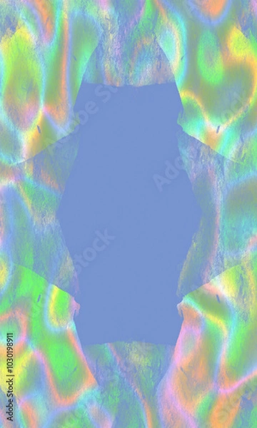 Fototapeta Bright neon vertical frame on lilac background, place for text, halloween,banner, rainbow border