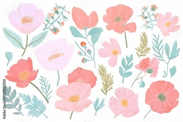 Fototapeta Flower backgrounds pattern drawing.