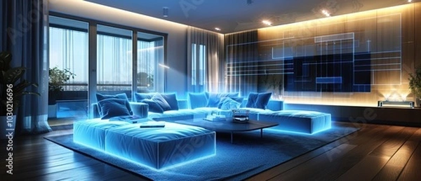 Fototapeta Futuristic Virtual Interior Design Concept in
