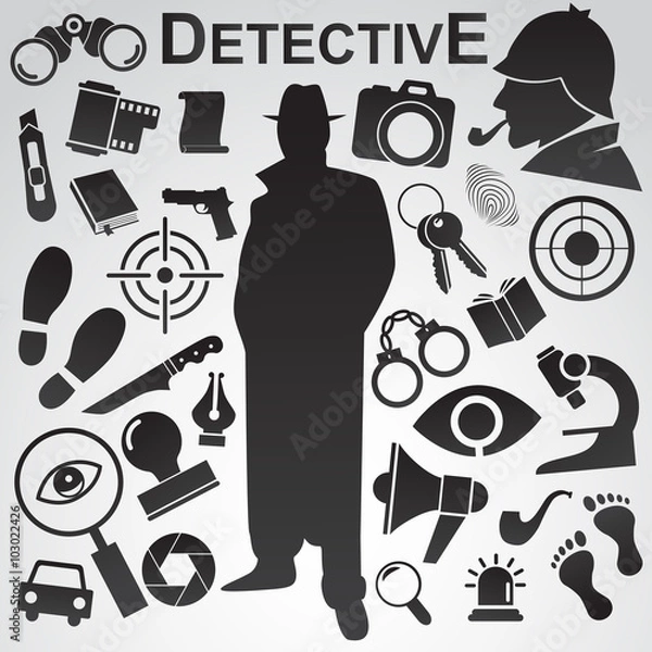 Obraz Detective vector icon set.