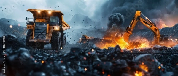 Fototapeta Heavy Machinery Operation in Industrial Environment