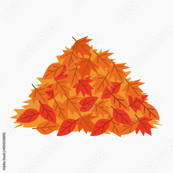 Obraz Autumn leaf pile vector illustration isolated on white background
