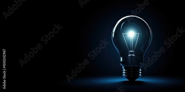 Fototapeta Illuminated Lightbulb On A Black Background