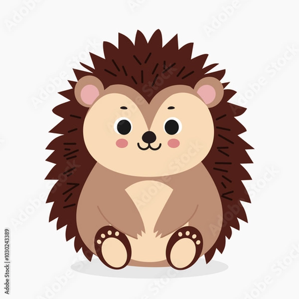 Obraz Cute hedgehog vector illustration isolated on white background