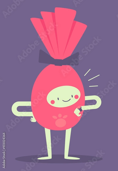 Fototapeta Happy Chocolate Easter Egg Looking at a Watch