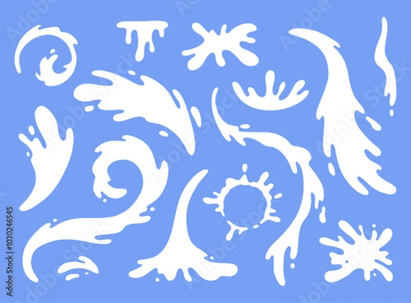 Obraz Set flat milk splash. Vector illustration. Design elements. Isolated vector shapes.