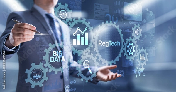 Obraz RegTech Regulation Compliance financial control modern internet technology concept on virtual screen.
