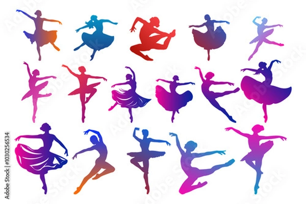 Fototapeta Dancer in Motion colorful silhouette vector art illustration collection