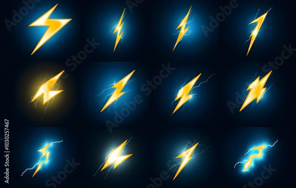 Fototapeta Lightning set, lightning symbol