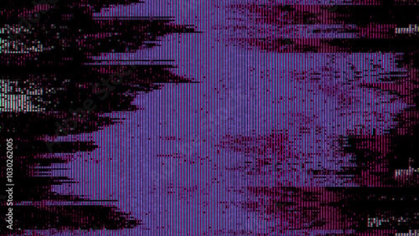 Fototapeta Glitch noise static television VFX. Visual video effects stripes background, CRT tv screen no signal glitch effect