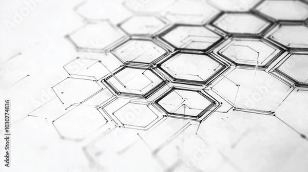 Fototapeta Abstract hexagonal grid with interconnected lines and geometric patterns.