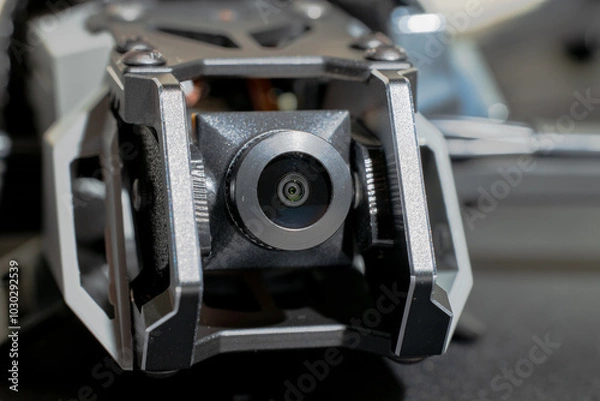 Fototapeta drone camera lens macro close up fpv device technology high tech object view front side foreshortening