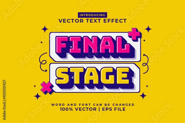 Obraz Editable text effect Final Stage 3d cartoon template style premium vector