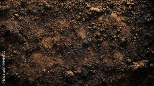 Obraz Rich, textured soil with pebbles and organic matter revealing the earth's hidden layers in daylight