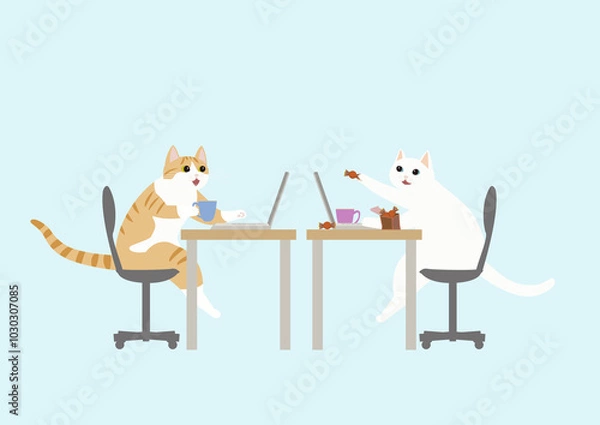 Fototapeta コーヒーブレイクの猫