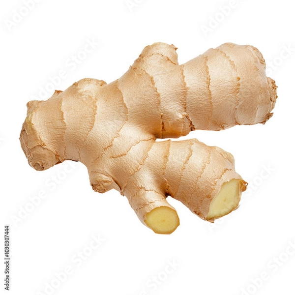 Fototapeta Fresh ginger root on white isolated background, transparent background