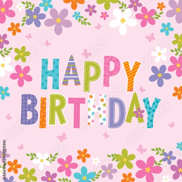 Obraz birthday greeting card with colorful flower design