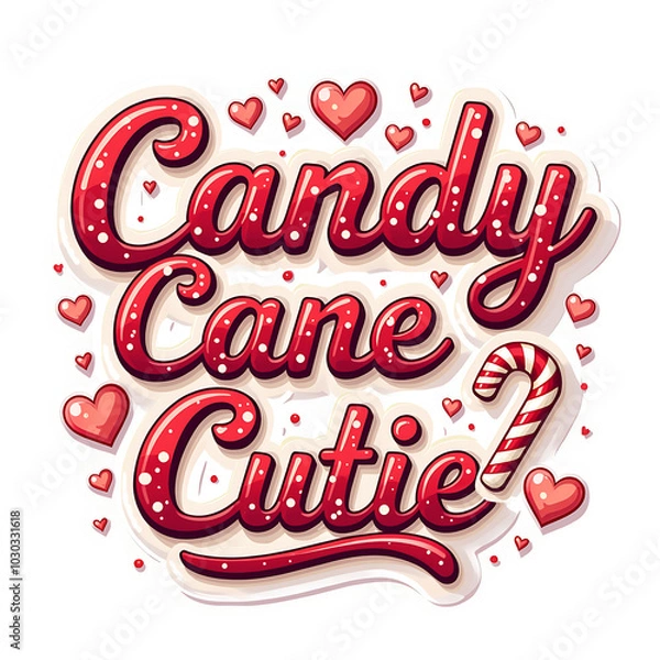 Fototapeta Typography of "Candy Cane Cutie" design with some illustration.
