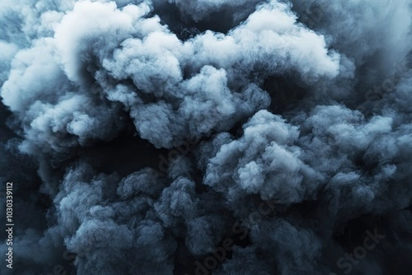 Fototapeta Dark Smoke Clouds Rising from Ground