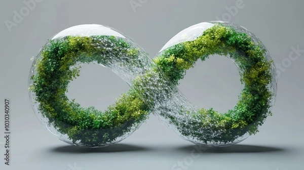 Obraz An infinite symbol composed of green plants, recycling and recycling