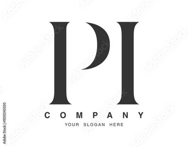 Fototapeta PI logo design. Initial letter p and i serif font style. Creative classic company name typography. Trendy logotype or identity.