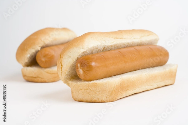 Fototapeta fast food, delicious hot dog isolated over white background
